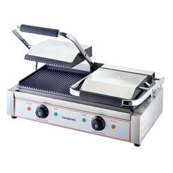 Bergman Basic-Line Elektro-Kontaktgrill gerillt - 2 x 1,8 kW