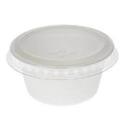 Solia Bagasse Saucentöpfe mit PLA-Deckel 60 ml (50 Stück)