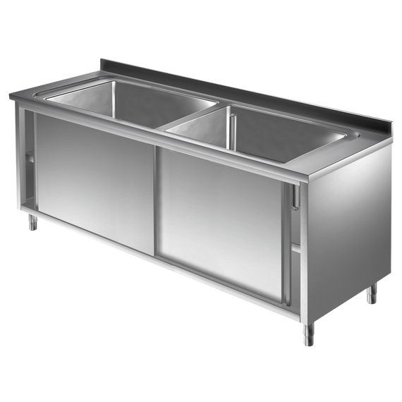 Prismafood Topf - Spülschrank 2,0m - 2 Becken  L86xB50xT35cm STD