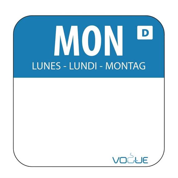 Vogue Selbstauflösende Lebensmittelrotationsetiketten Montag